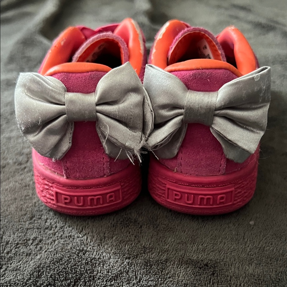 Puma Kids Sneakers with Pink and Silver Accents